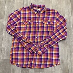 Mens 21Men Plaid Pearl Snap Fitted‎ Western Cowboy Shirt